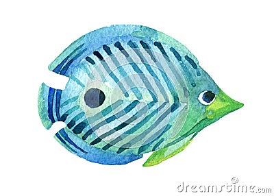 Butterfly fish. Watercolor. Cartoon Illustration
