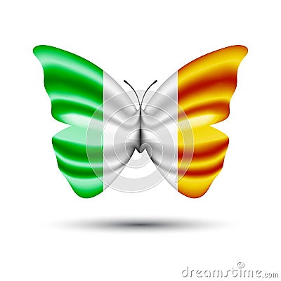 Butterfly flag ireland Vector Illustration
