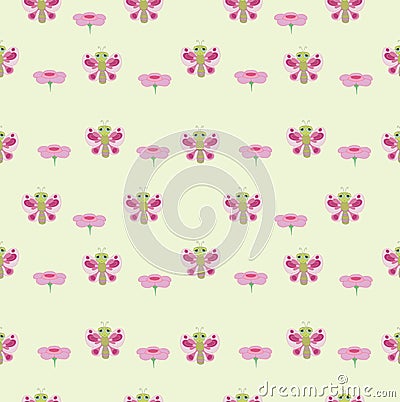 Butterfly and flower Vector Illustration