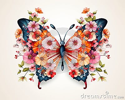 Butterfly Flowers Leaves Avatar Blooming Colored Random Arts Stock Photo