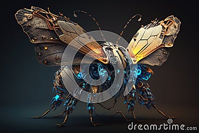 A butterfly that is a futuristic machine of the future world. insect. Animals. Illustration, Generative AI Stock Photo