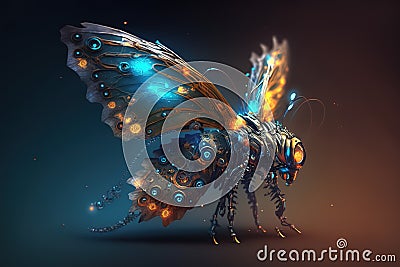 A butterfly that is a futuristic machine of the future world. insect. Animals. Illustration, Generative AI Stock Photo