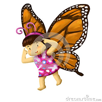 Butterfly Girl, girl dresses in butterfly costume Stock Photo