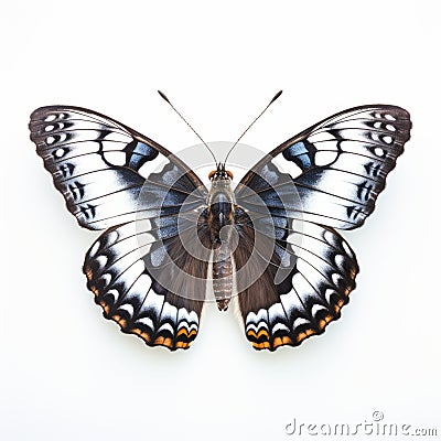 White Admiral Butterfly: Dark White And Dark Silver Art Of Tonga Stock Photo