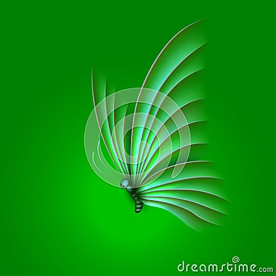 Butterfly on green. Vector Illustration