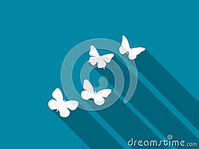 Butterfly icon with long shadow. Vector Vector Illustration