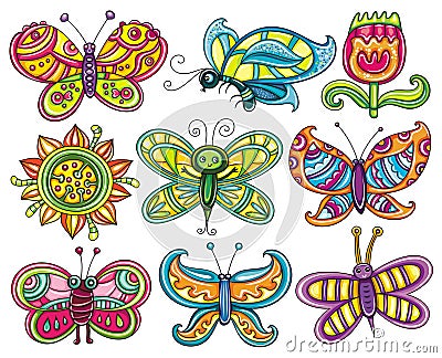 Butterfly icon set. Stock Photo