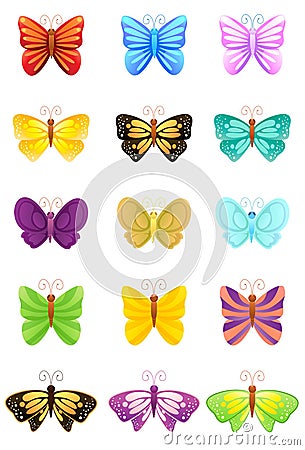 Butterfly icons set Vector Illustration