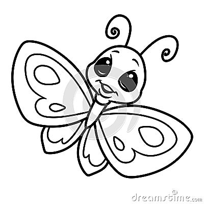 Butterfly insect character cartoon coloring page illustration Cartoon Illustration