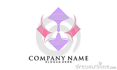 Butterfly with ladies illustration vector logo Vector Illustration