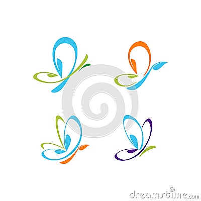 Butterfly Leaf colorful vector logo Vector Illustration