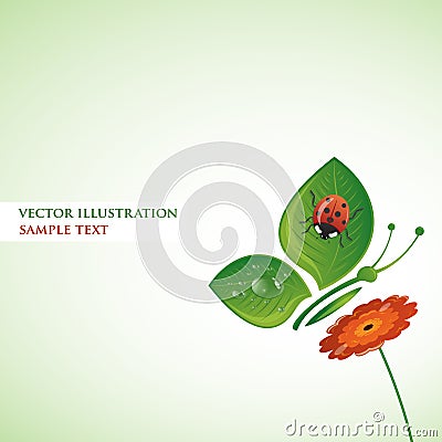 Butterfly-leaf on the flower, illustration Vector Illustration