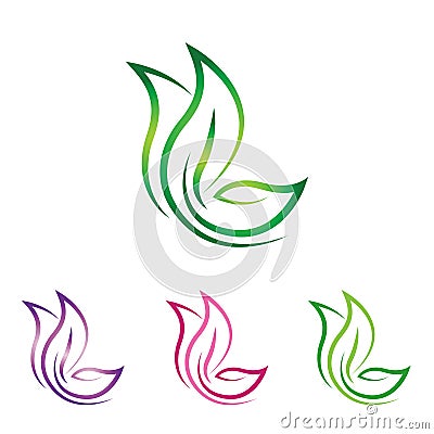 Butterfly Leaf Nature Logo - Abstract Line Art Vector Illustration