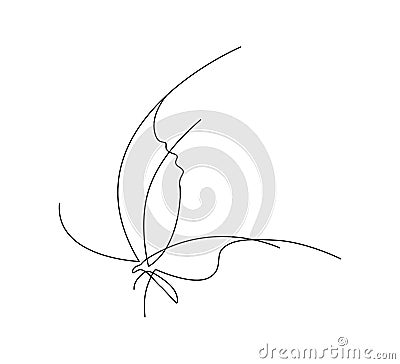 Butterfly Line Art Minimalist Logo. Thin line design element Vector Illustration
