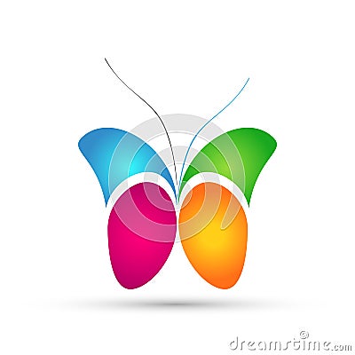 Butterfly logo colorful beauty spa relax love wings yoga lifestyle abstract bu icon element logo design on white background Cartoon Illustration