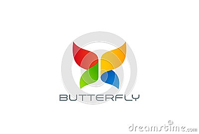 Butterfly Logo design abstract vector template. Colorful Entertainment logotype concept icon Vector Illustration