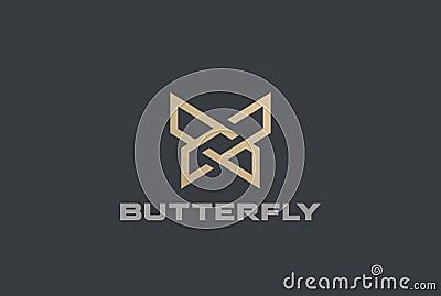 Butterfly Logo geometric design abstract vector template Linear style icon. Vector Illustration