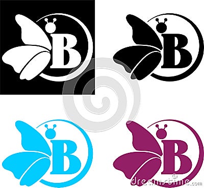 Butterfly logo and the letter B Vector Illustration