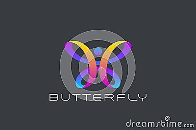 Butterfly Logo Ribbon Loop design vector. Beauty F Vector Illustration