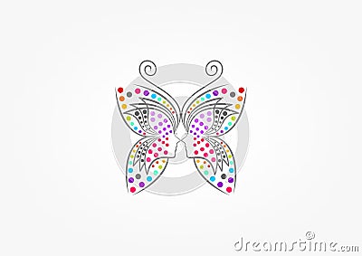 Butterfly logo, spa, fashion, beauty woman, massage, relax, cosmetic, and healthcare concept design Vector Illustration