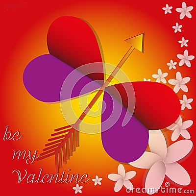 Butterfly love flower valentine Vector Illustration