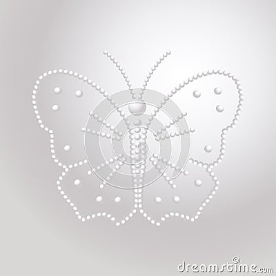 Butterfly made of pearls, vector a pattern of precious stones. Vector Illustration