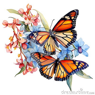 Butterfly_Monarch_Resting_Orchid1_4 Stock Photo