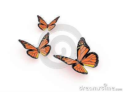 Butterfly orange render isolated Stock Photo