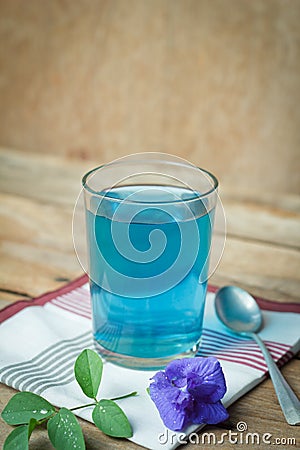 Butterfly-pea or Blue-pea flower herbal tea. Stock Photo