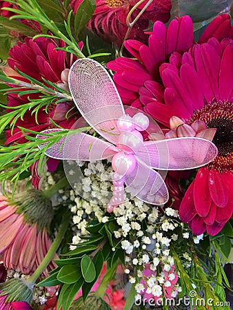 Butterfly pink bouquet Stock Photo