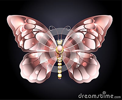 Butterfly in pink gold Vector Illustration