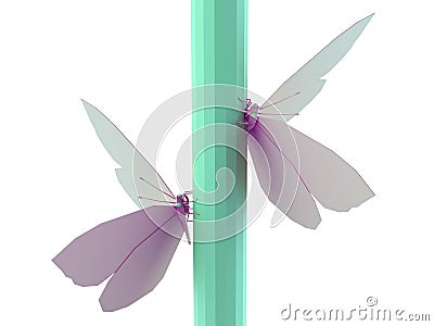 Butterfly polygonal low poly isolated on white background. Close-up. 3d illustration Cartoon Illustration