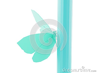 Butterfly polygonal low poly isolated on white background. Close-up. 3d illustration Cartoon Illustration