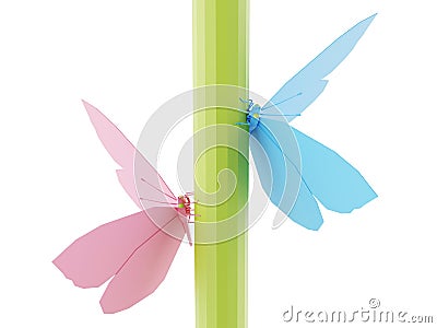 Butterfly polygonal low poly isolated on white background. Close-up. 3d illustration Cartoon Illustration