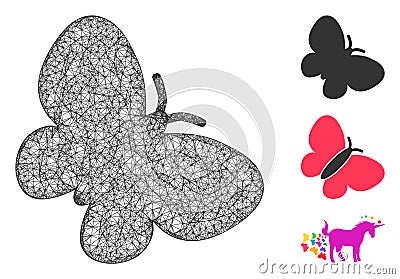 Butterfly Polygonal Web Vector Mesh Illustration Cartoon Illustration