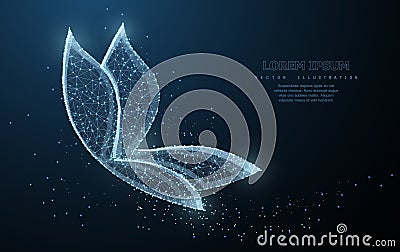 Butterfly. Polygonal wireframe mesh looks like constellation on blue night sky. Vector illustration or background Vector Illustration