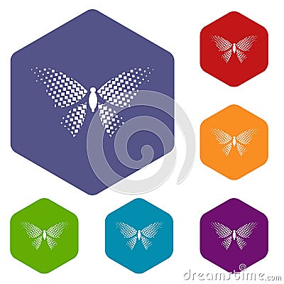 Butterfly with rhombus on wings icon, simple style Vector Illustration