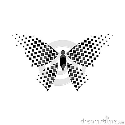 Butterfly with rhombus on wings icon, simple style Vector Illustration