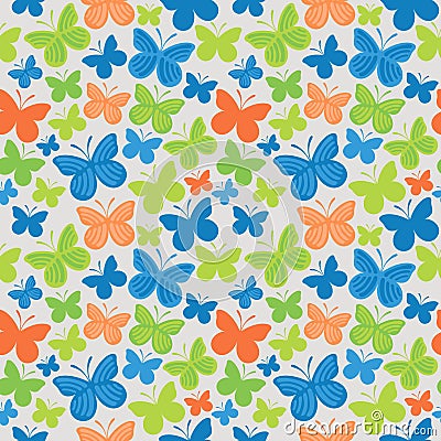 Butterfly seamless colored pattern Vector Illustration