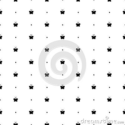 Butterfly seamless pattern. Repeating butterflys background. Repeated flowers design prints. Sample texture black white silhouette Vector Illustration