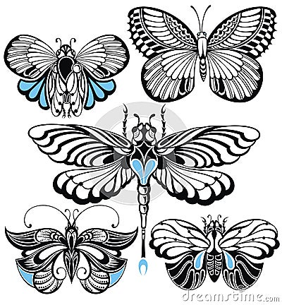 Butterfly set Vector Illustration