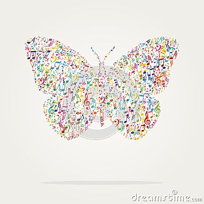 Butterfly shape music color Vector Illustration