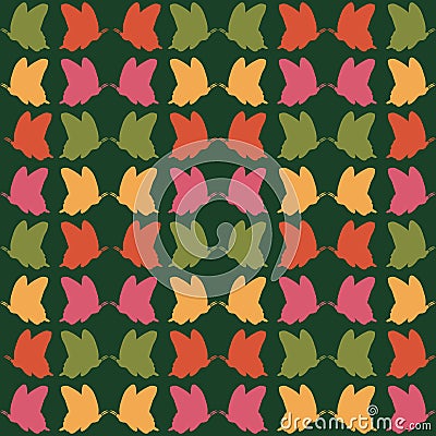 Butterfly silhouette fashionable seamless pattern Vector Illustration