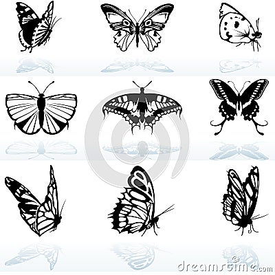 Butterfly Silhouettes Vector Illustration