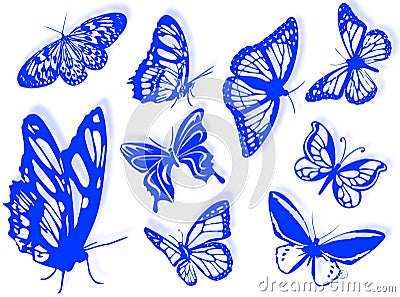 Butterfly silhouettes Stock Photo