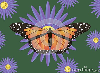 Butterfly on striped background, design vector illustration Cartoon Illustration