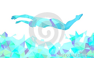 Butterfly Swimmer Color Silhouette. Sport swimming Vector Illustration