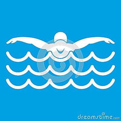 Butterfly swimmer icon white Vector Illustration