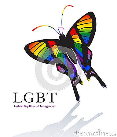 Butterfly in Rainbow Color Scheme Vector Illustration