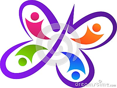 Butterfly team logo Vector Illustration